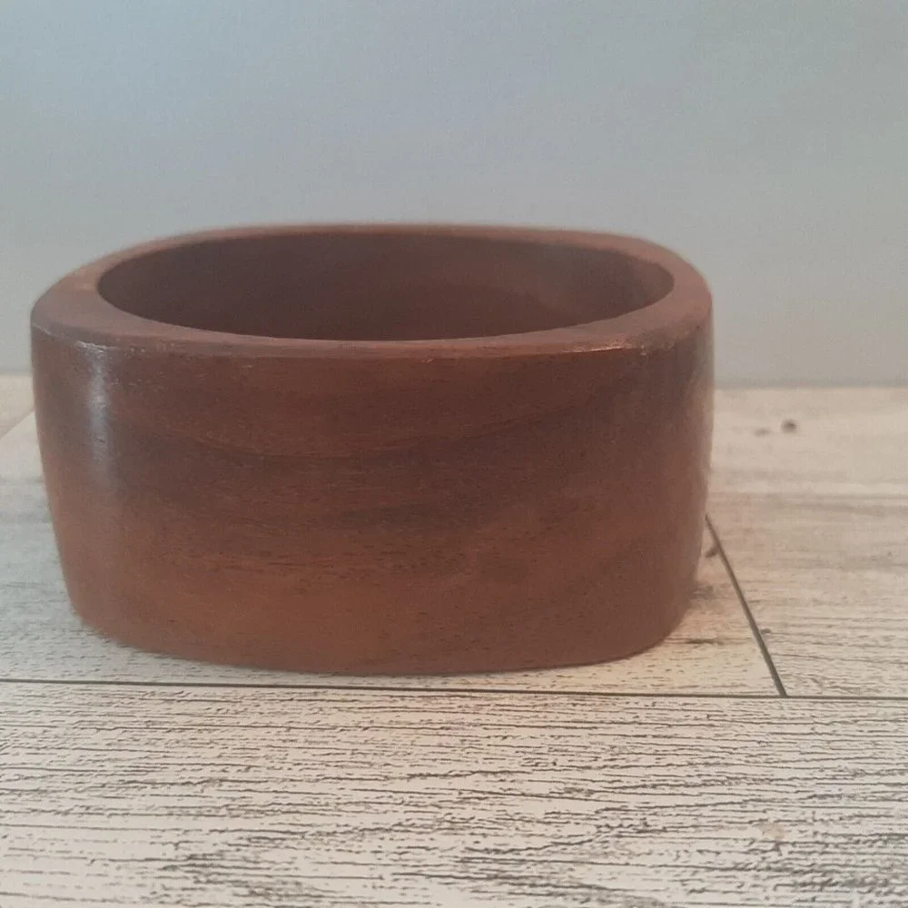 Wide Square Natural Wooden Bangle Bracelet Vintage